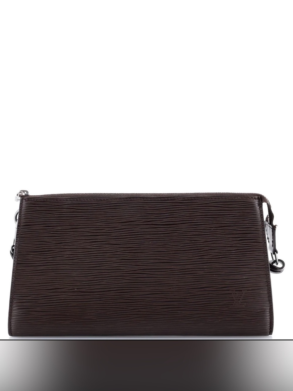 Louis Vuitton Dark Brown Textured Leather Wristlet/shoulder bag